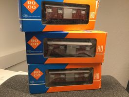 3x ROCO HO Güterwagen 4376 guter Zustand wechselstrom
