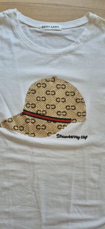 Damen T-Shirt weiss mit Cap-Motiv Grösse M neu