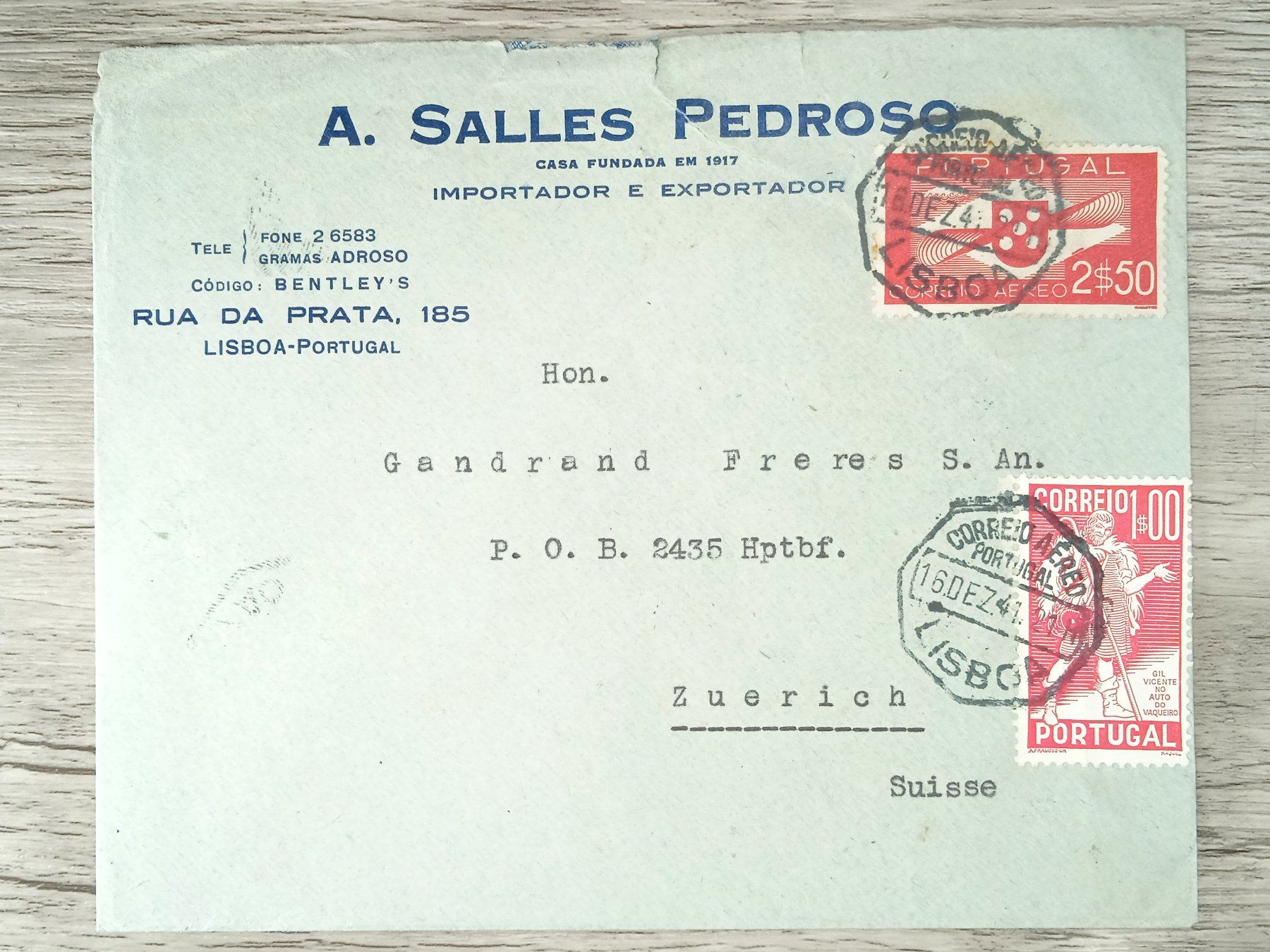 Tutti i francobolli: TR05 Enveloppe + Timbre Portugal 1941 – Usato da Cousset venduto da Patrick_Collections