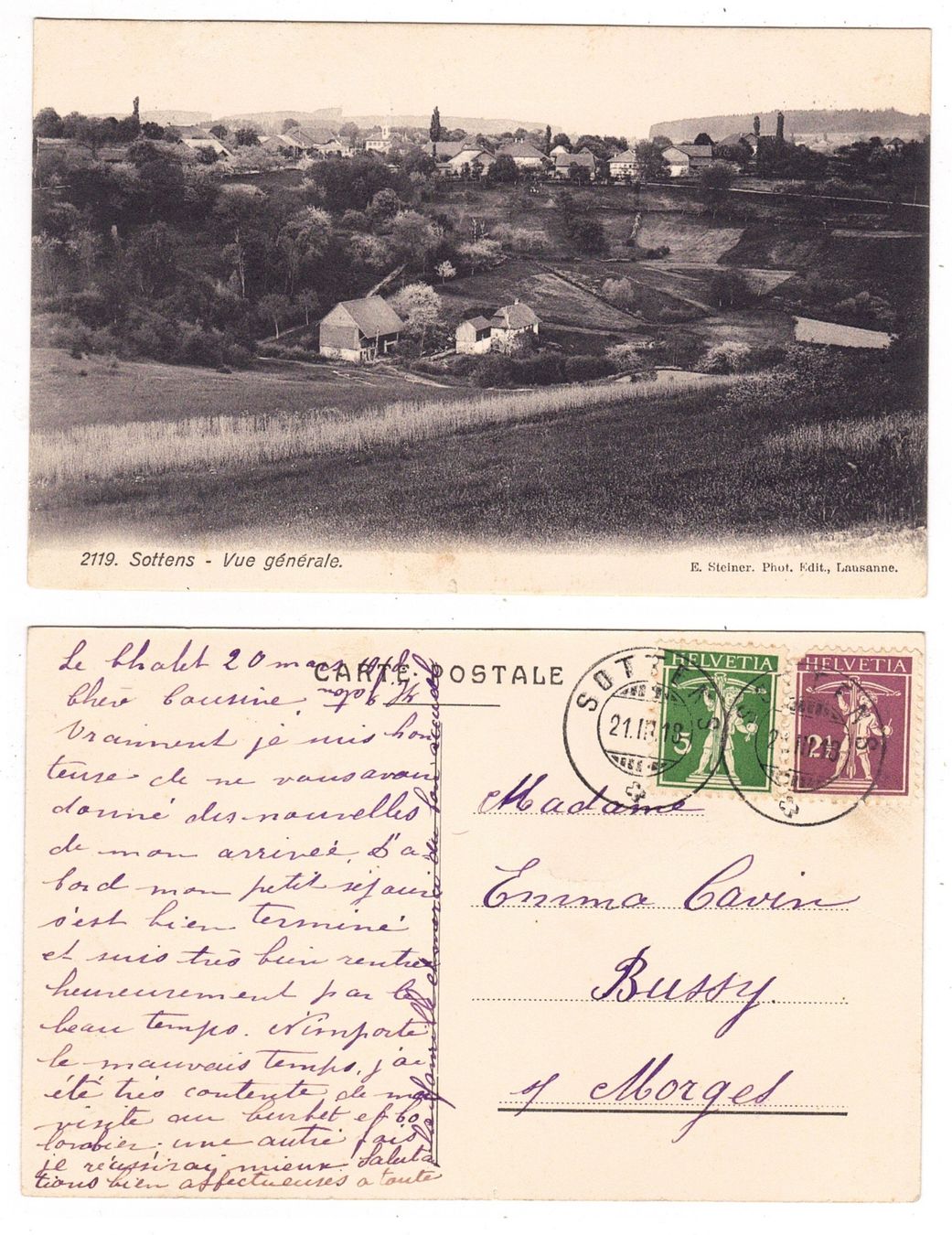 Cartoline postali: Sottens, vue générale – Usato da La Tour-de-Peilz venduto da amjust