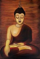 Buddha-Gemälde Ruhe & Kraft  Handgemalt, 90x132 cm