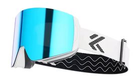 Top Skibrille magnetic blue mirror / Band in weiss !