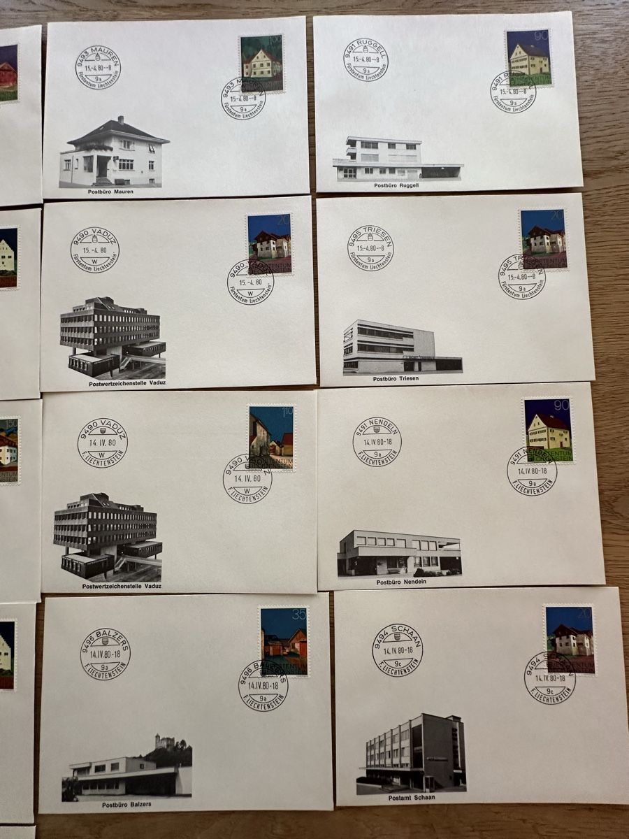 Tutti i francobolli: Liechtenstein - 1980 26x Postämter FDC – Usato da Schmitten / FR venduto da Samsara169 3