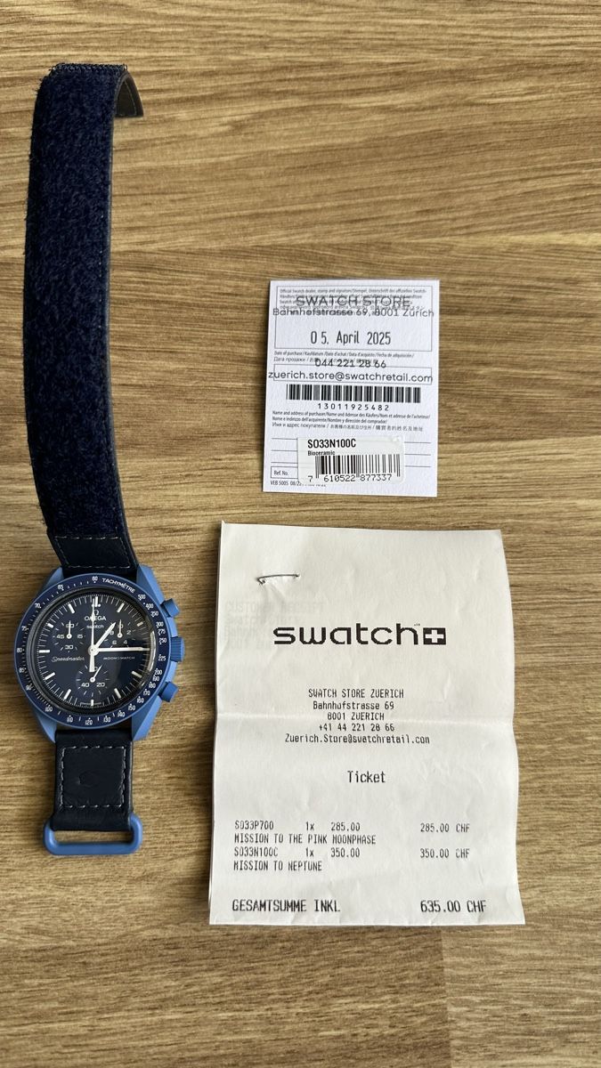 Swatch Orologi: Moonswatch "Mission to Neptune Ostrich" neuve. – Nuovo e nell'imballaggio originale da Rudolfstetten venduto da Bibifric 4