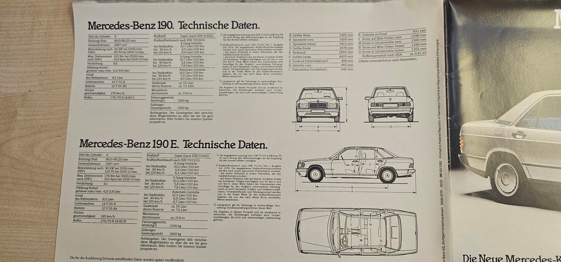 Documenti: Mercedes 190 E Prospekt 1982 – Usato da Reinach AG venduto da 911356 2