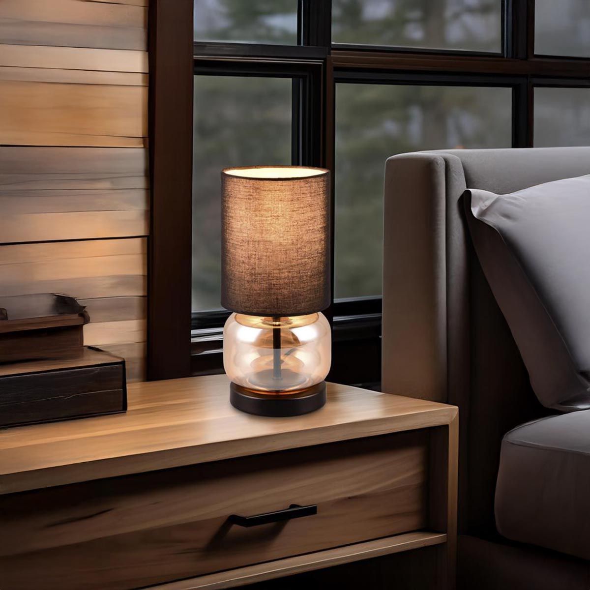 Lampen: Tischleuchte, Stoff, Glas, 28 cm Höhe – Neu (gemäss Beschreibung) aus Kreuzlingen von Smart-Light 2