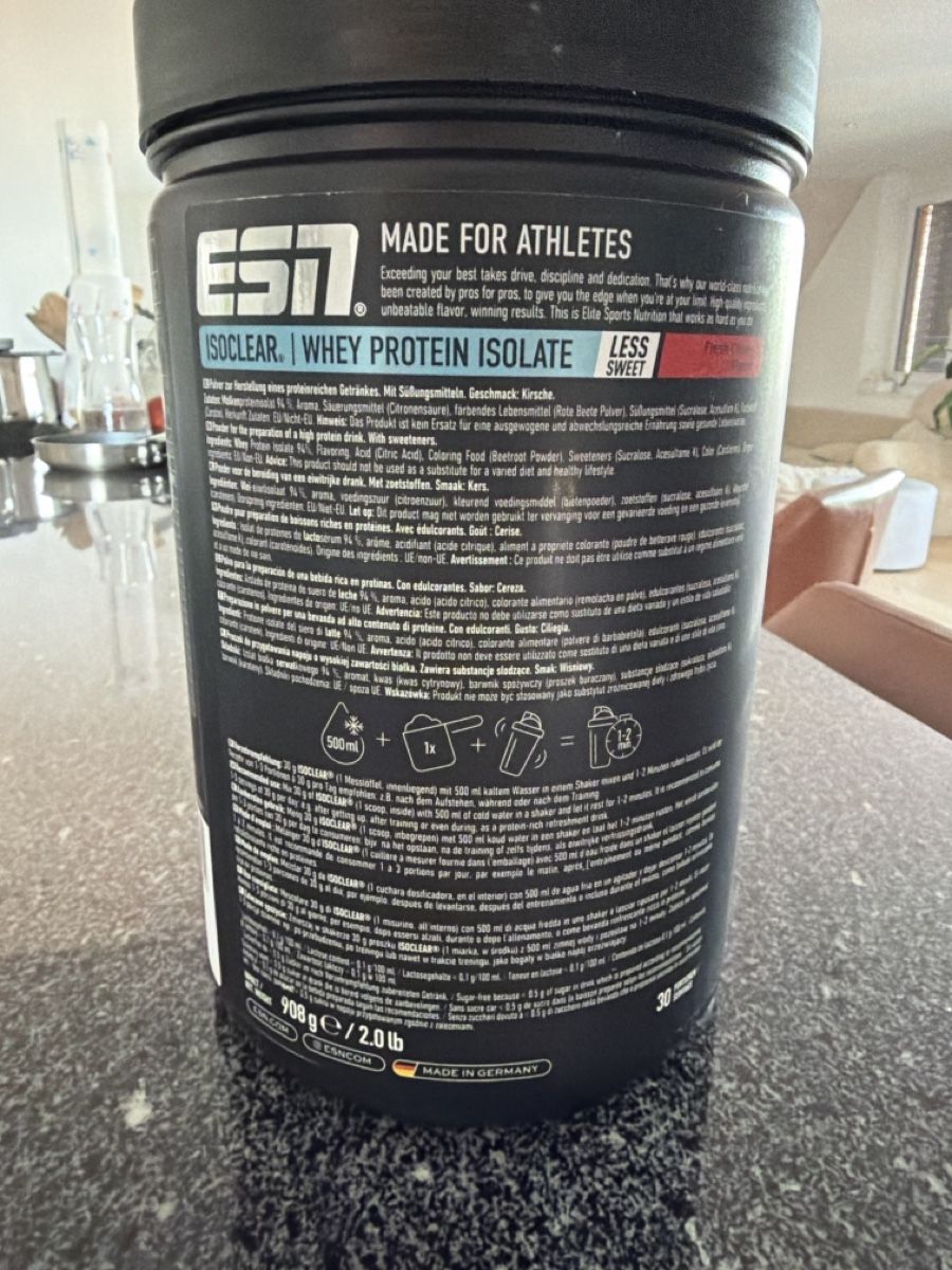 Esn Aliments & Spécialités: ESN Isoclear Whey Protein Isolate Fresh Cherry 900g – Neuf avec emballage d'origine à Niederwil SG par jgu_t2gl 2