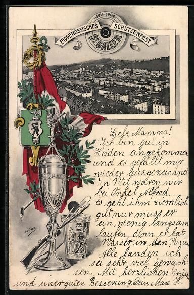 Cartoline postali: St. Gallen, Eidgenössisches Schützenfe – Usato da Berlin venduto da bartko-reher