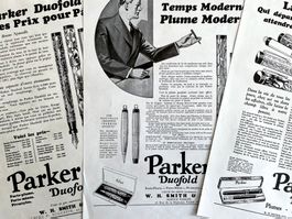 Parker Fülhalter - 3 alte Werbungen / Publicités 1930