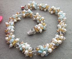 SALE Echte Kette Perlen Larimar Mina Halskette Collier Perle