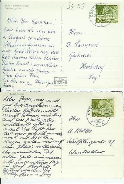 Ansichtskarten: Ebnat Kappel SG  Rest. Arche 2 AK 1955 – Gebraucht aus Ennetmoos von Ambuman 1
