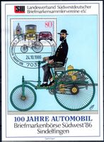 DEUTSCHE BUNDESPOST 1986 100 J.  AUTOMOBIL BLOCK GEST. -H576