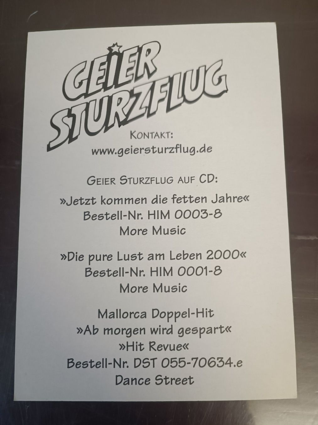 Autografi: Geier Sturzflug - handsignierte alte Autogrammkarte – Usato da Menziken venduto da Artographs 1