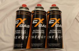 3 Ex-Gas Butangas Kartuschen, ideal für Campingkocher