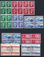 POSTEN VIERERBLÖCKE 1939, ZENTRISCH GESTEMPELT (1 x ECKM.)