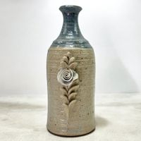 Vase La Borne en grès pyrité à décor floral