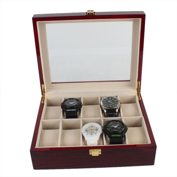 Uten Uhrenbox Für 3 Uhren - PU Leder Aufbewahrung Mit Klarsichtdeckel