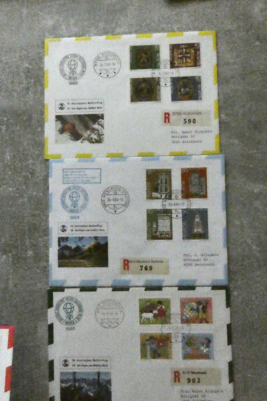 Tutti i francobolli: 10 Briefe Hochalpinen Ballonflug – Usato da Niederglatt ZH venduto da Fischer_stamps 1