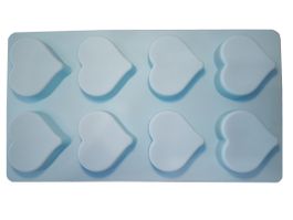 Silikon Backform 8 Herzen - 28.5 x 15.5 x 2 cm - Blau