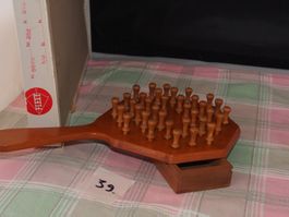 39. solitaire en bois vintage FLEXY? avec un tiroir dessous
