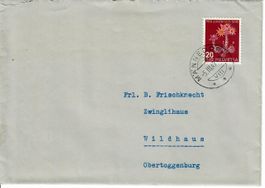 Brief aus Männedorf 1947 - Rückseite Kleber mit Katze