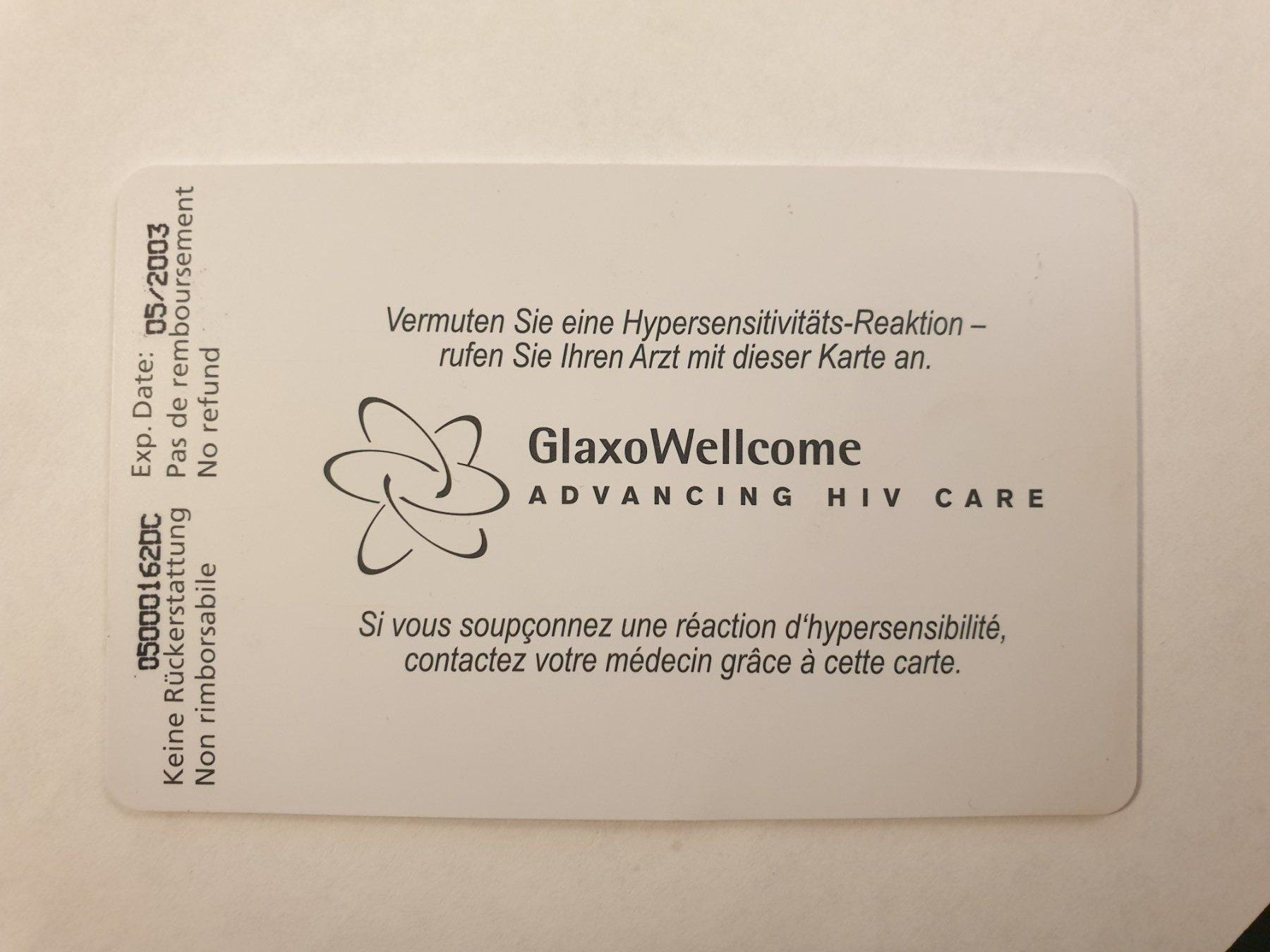 Telefon- & Taxkarten: GlaxoWellcome – Gebraucht aus Rain von chesz 1