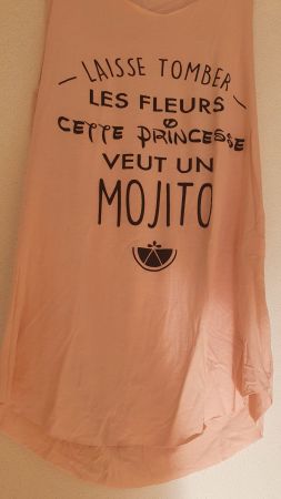 Top débardeur rose saumon à inscription taille M