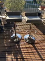 2 tabourets de bar réglables, cuir synthétique gris
