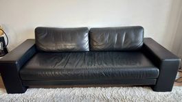 Sofa, Rolf Benz Designer / Schwarzes Echtleder (NP 7'000.)