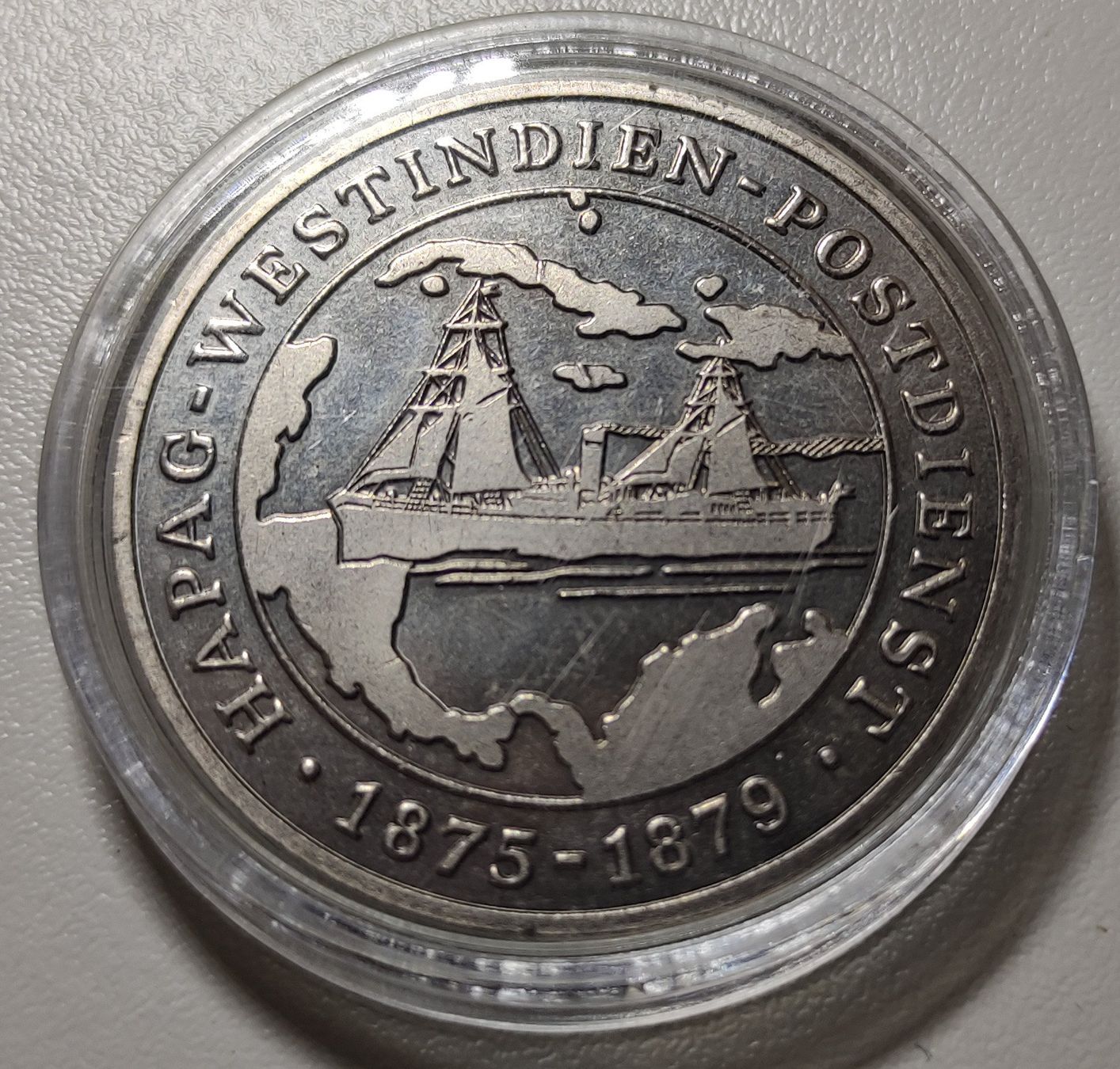 Medaillen: Medaille "Westindien Postdienst Hapag 1875-1879" – Neu (gemäss Beschreibung) aus Baar von Maxlee75