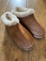 Cozy Brown Suede Slippers w/ Fuzzy Lining - NEW - Size 38/39