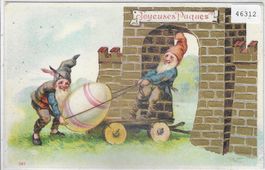 Joyeuses Paques - Fröhliche Ostern - Zwerge - Präge-Litho