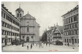 Trogen (AR) Landsgemeinde-Platz Kirche  Boccia-Spiel um 1915