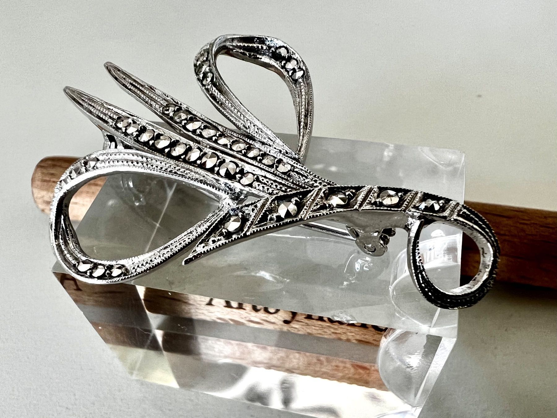 Spille & Fermagli: Antike Brosche Silber 800 mit Markasiten - Art Deco - 5.5cm – Usato da Ruswil venduto da artbyhand