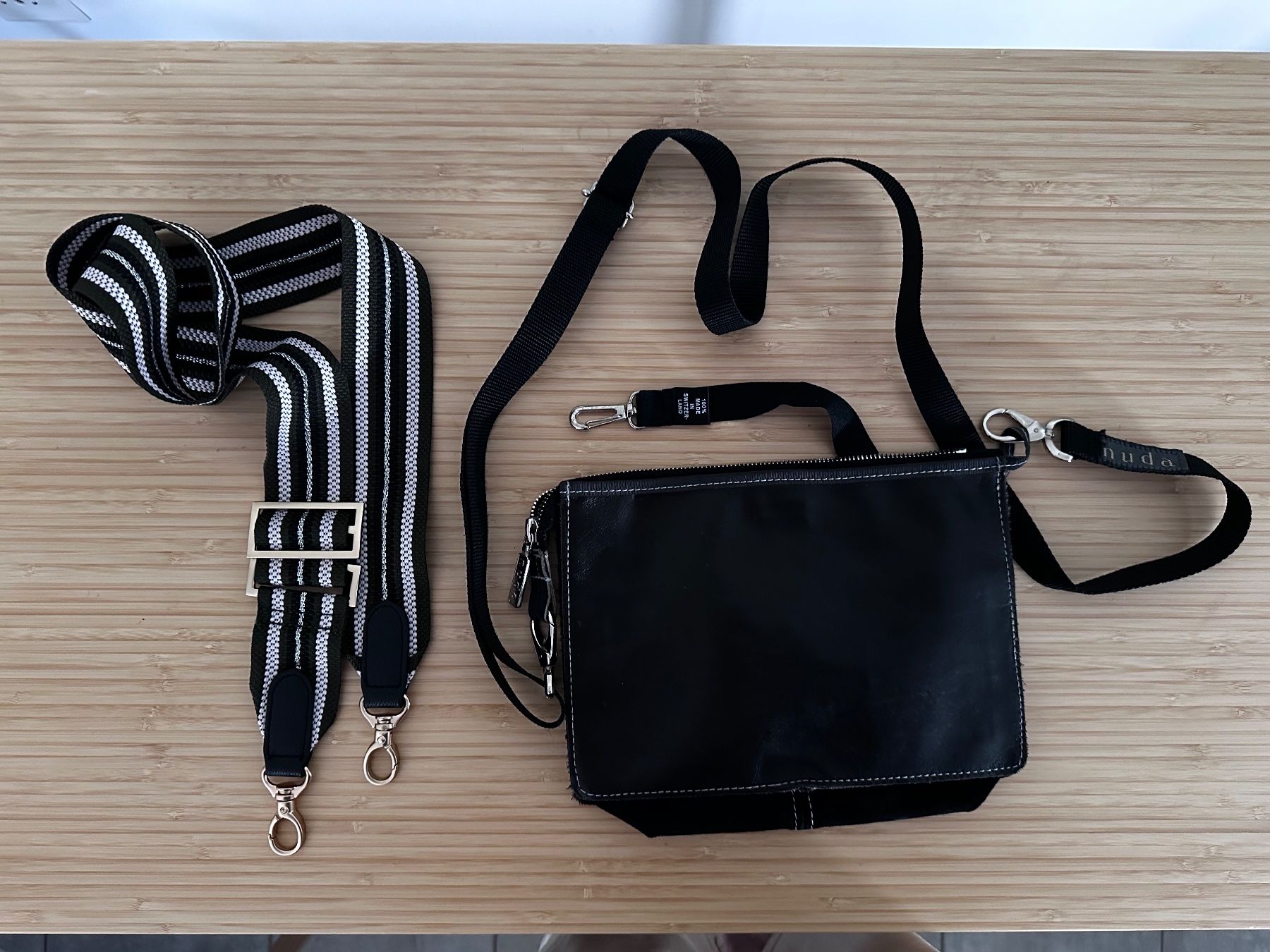 Taschen für Damen: Sac bandoulière noir cuir NUDA avec 2 sangles – Neu (gemäss Beschreibung) aus Leytron von TipTop1912