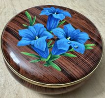 Alte kleine Blechdose in Holzoptik Enzian 70er- Jahre