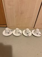 4 Kaffeetassen mit Untertassen Dekor Streifen guter Zustand