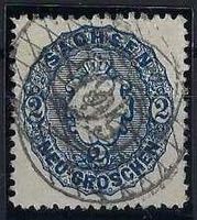 Altdeutschland 1863 Sachsen Wappenmotiv 2 Neu-Groschen gest.