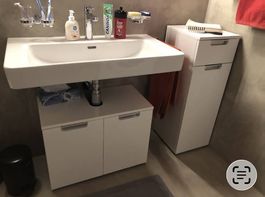 Modernes, 2-teiliges Badezimmermöbel-Set in Weiss