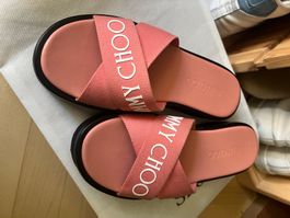 Jimmy Choo Pink Sliders - Size 38 - Summer Essential!