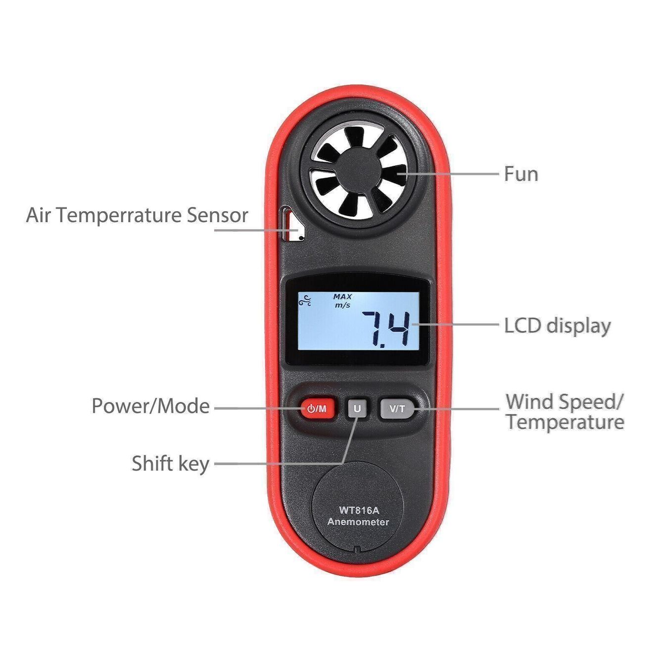 Messen: Windmesser LCD Digital Anemometer IP67 – Neu (gemäss Beschreibung) aus Kirchdorf AG von  5