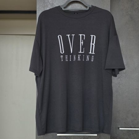 🐸 T-SHIRT OVERTHINKING XS (EHER L /XL !) DUNKELGRAU NEU