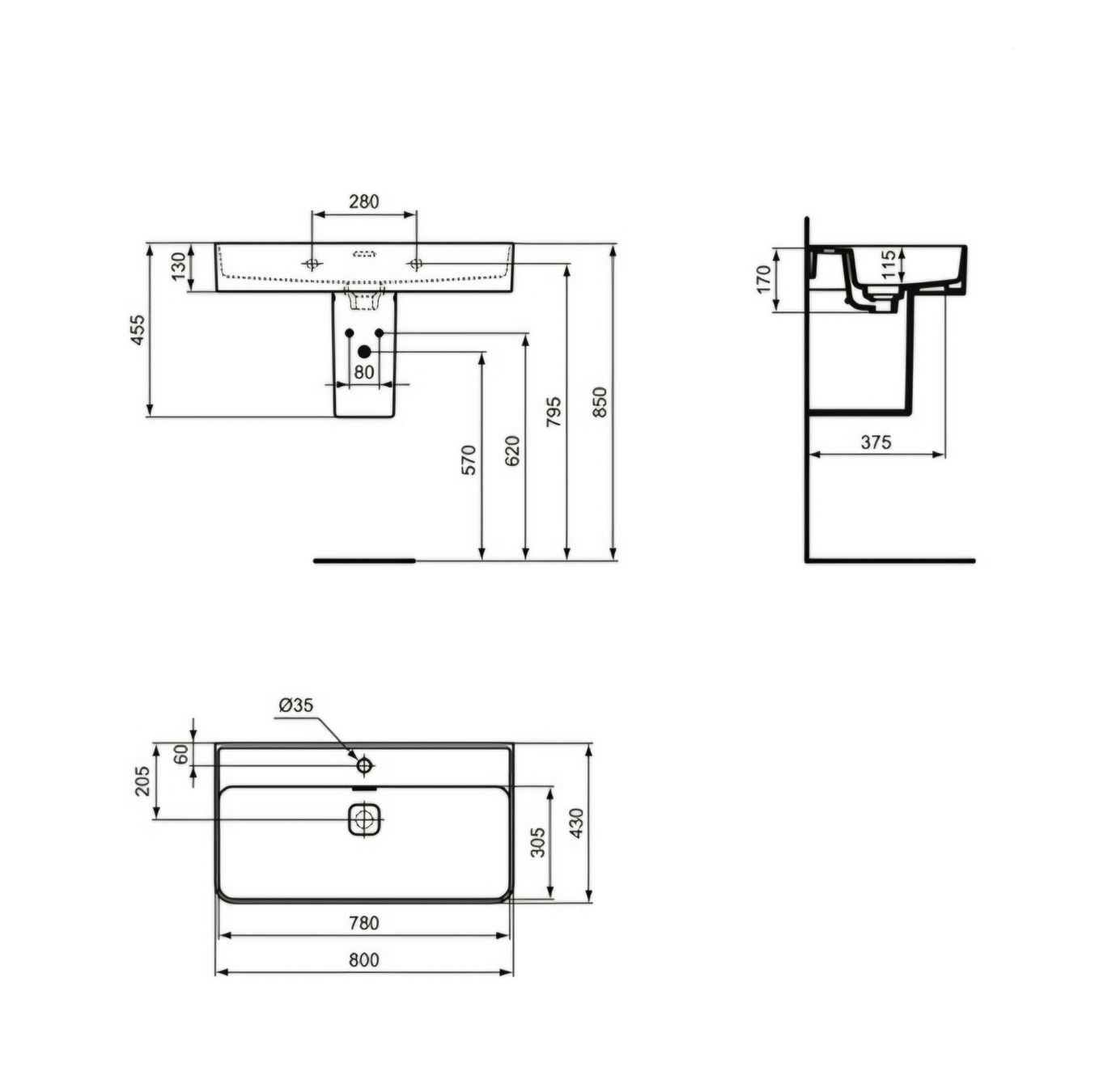 Eviers & lavabos: Waschtisch Ideal Standard 80 cm – Neuf (Voir description) à Reinach BL par Malin20 3