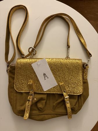 Leder Tasche Atelier Craie goldfarben neu mit Etikett