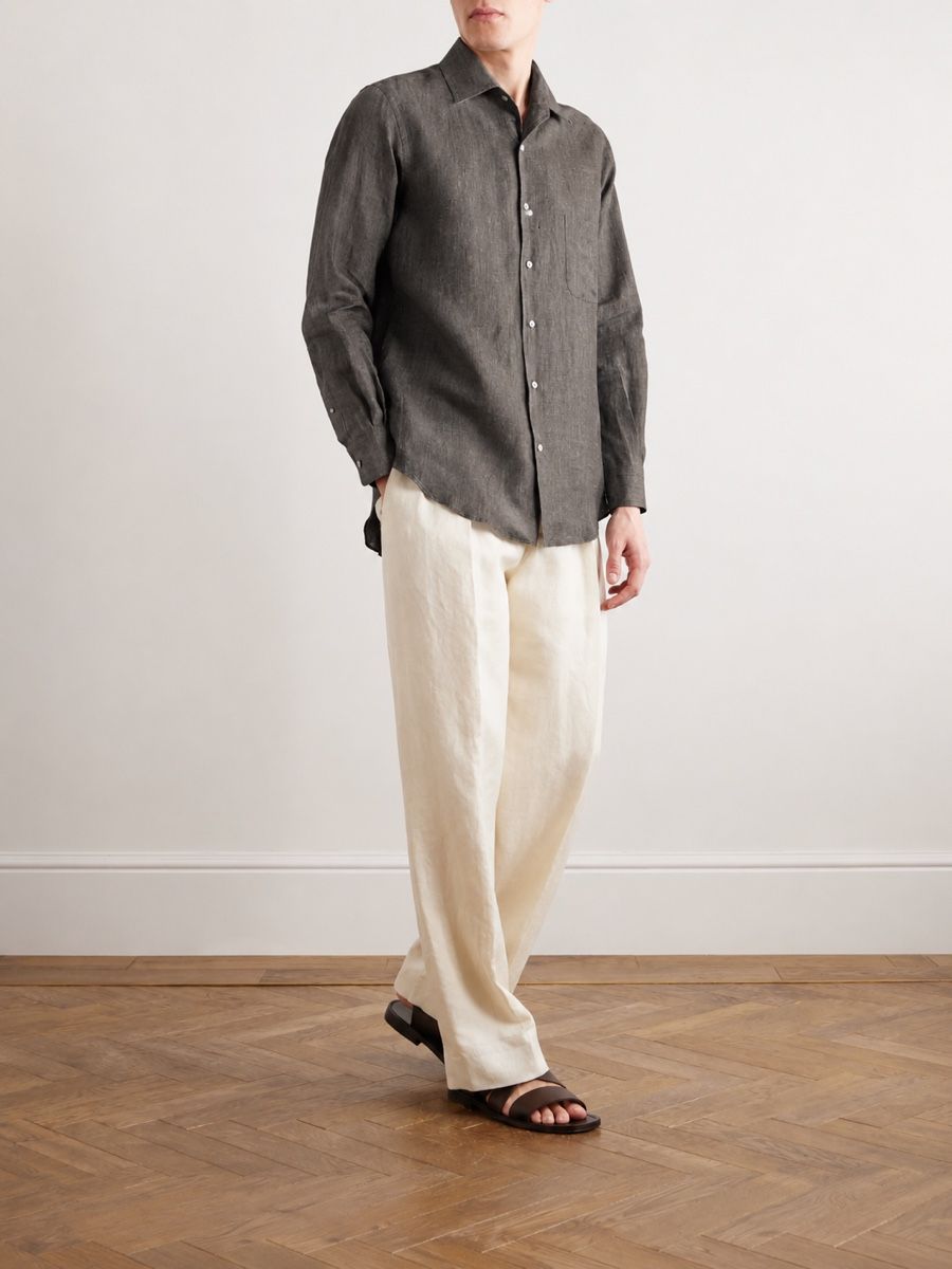 Loro Piana Camicie: Loro Piana André Men's Linen Button Down Shirt Hemd – Usato da Münchenstein venduto da B771