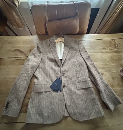 Titel: Eleganter Blazer beige/taupe Nadelstreifen – NEU 