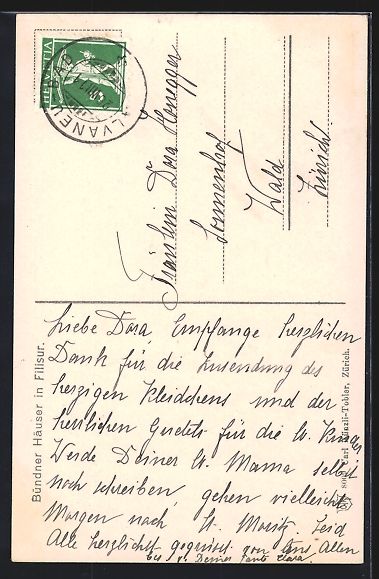 Cartoline postali: AK Filisur, Dorfstrasse, 1911 – Usato da Berlin venduto da bartko-reher 1