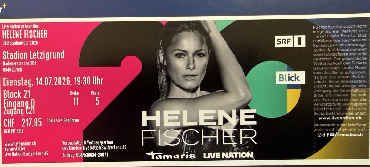 Biglietti: Helene Fischer - 2 Premium Sitzplätze – Nuovo e nell'imballaggio originale da Arnegg venduto da Ricco75 1