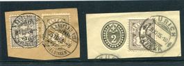 1894 Ziffern Nr. 58/59B auf Ausschnitten