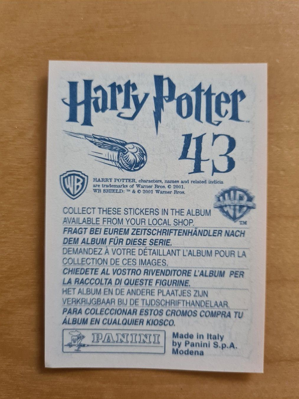 Panini Carte collezionabili: Panini Harry Potter Nr. 43 – Nuovo (secondo la descrizione) da Oberwil BL venduto da Spieltopia 1